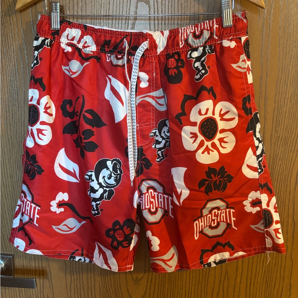 Wes and Willy Men's OSU Buckeyes Brutus Floral Swim Trunks Shorts